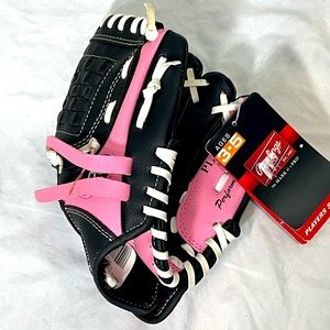 NWT Youth Left Hand 9 Inch Pink, White, and Black PL91PB Baseball Glove Ages 3-5